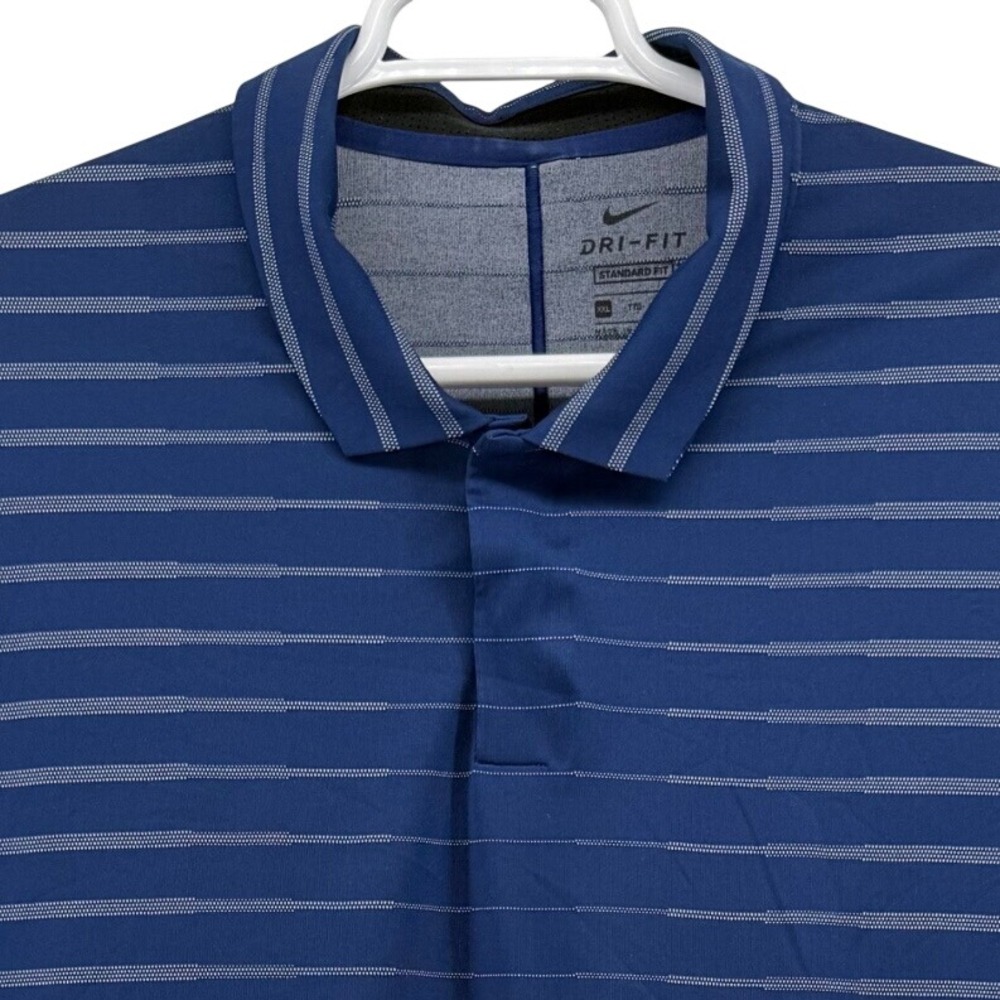 Nike Tiger Woods Dri-FIT Blue Striped Golf Polo Shirt Mens XXL BV0350-492